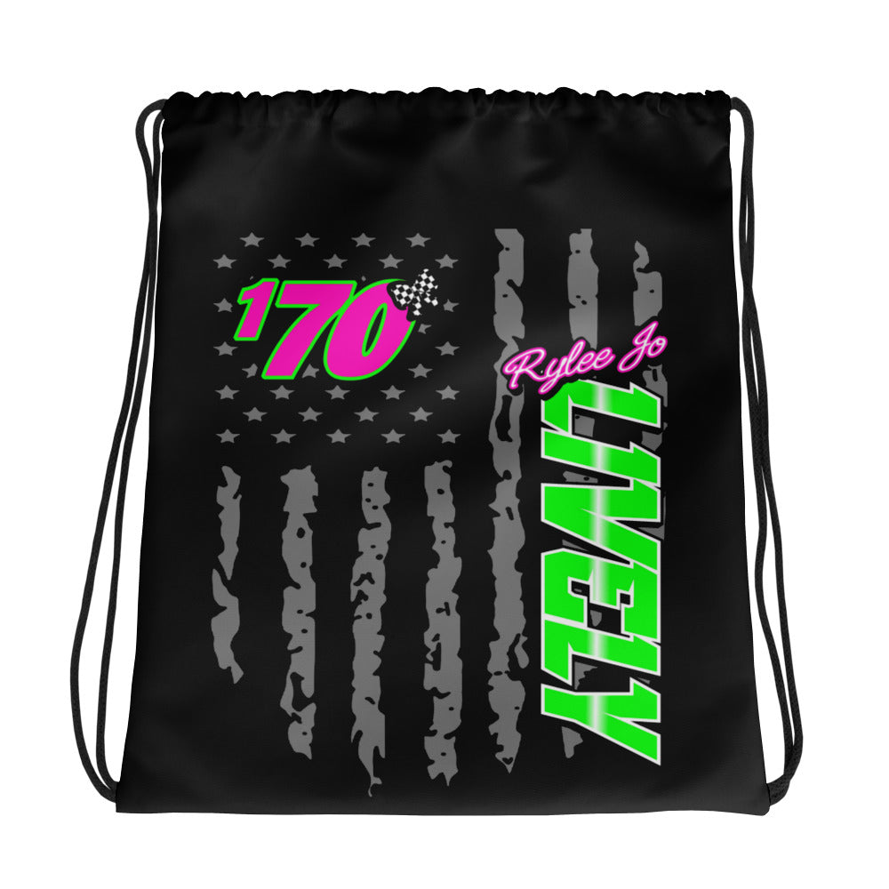 RJo Racing American Flag Drawstring bag