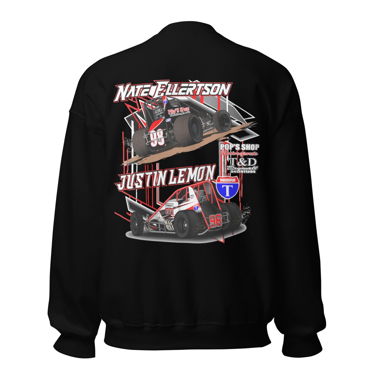 Pop's Shop Motorsports Adult Crew Sweatshirt