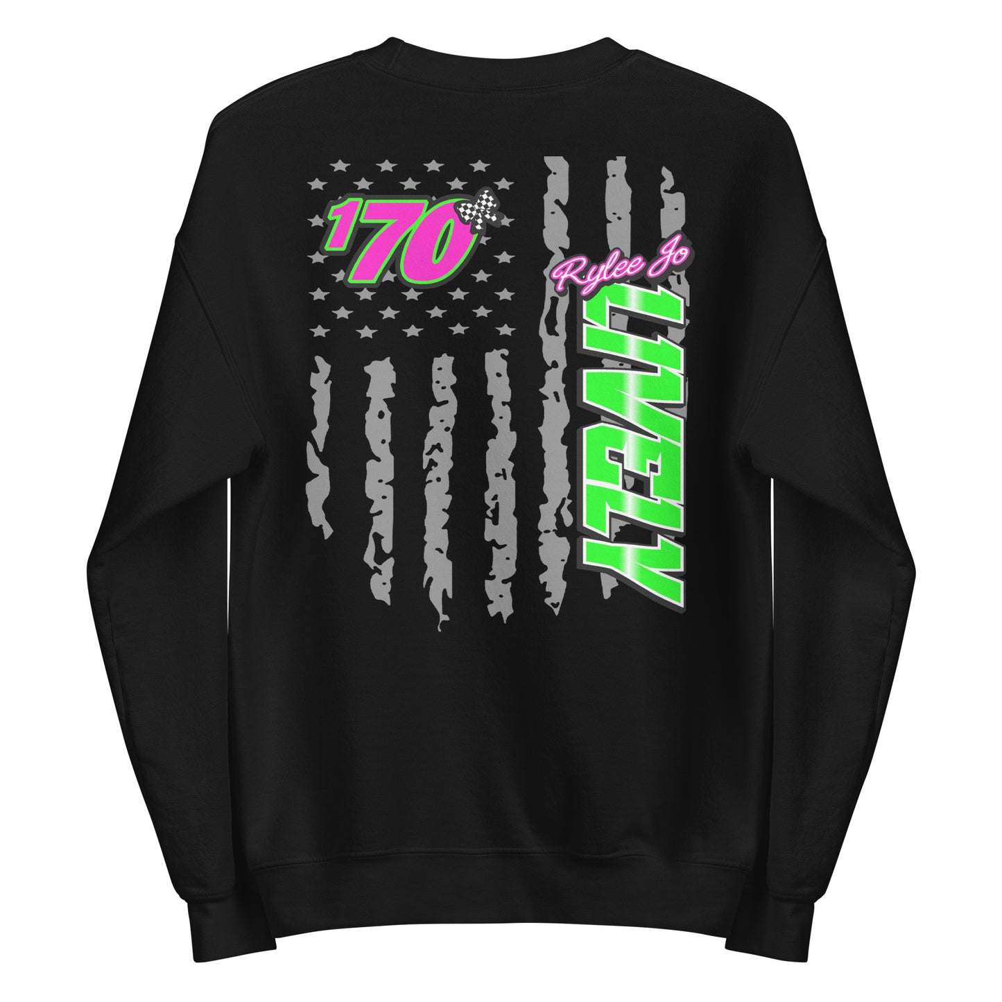 RJo Racing American Flag Adult Crewneck Sweatshirt
