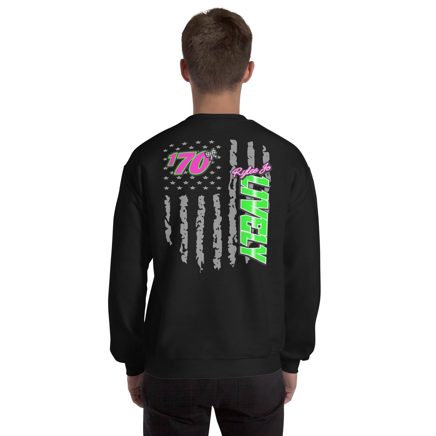 RJo Racing American Flag Adult Crewneck Sweatshirt