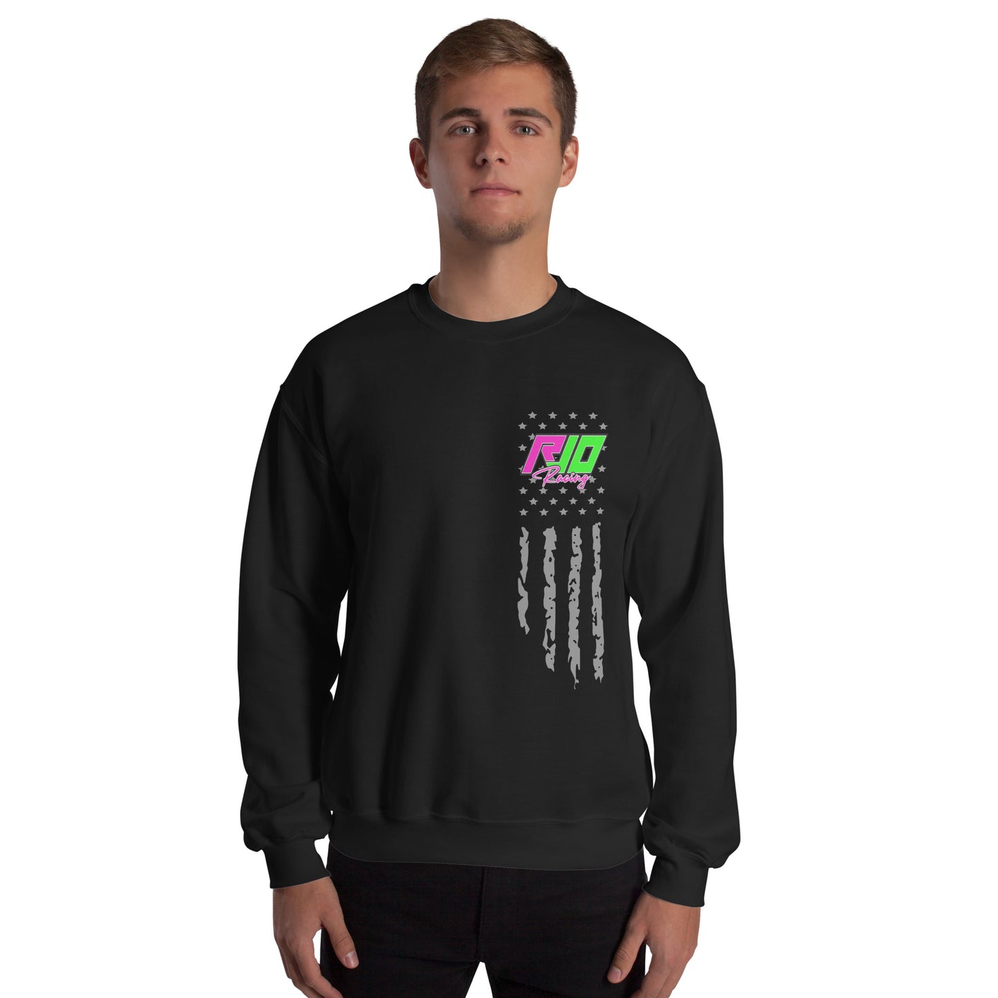 RJo Racing American Flag Adult Crewneck Sweatshirt