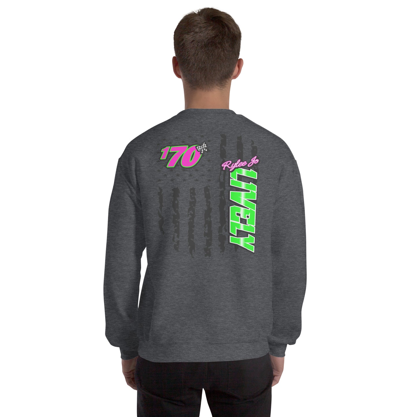 RJo Racing American Flag Adult Crewneck Sweatshirt