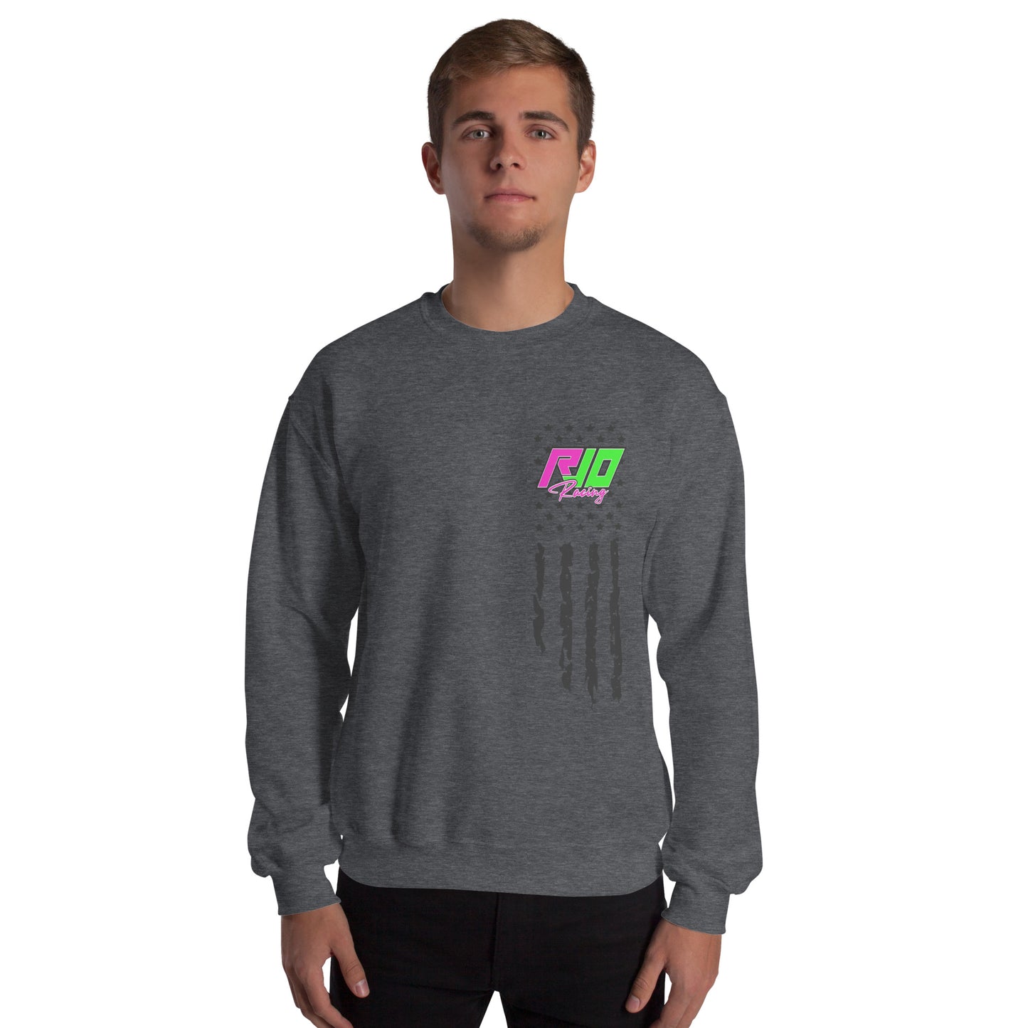 RJo Racing American Flag Adult Crewneck Sweatshirt