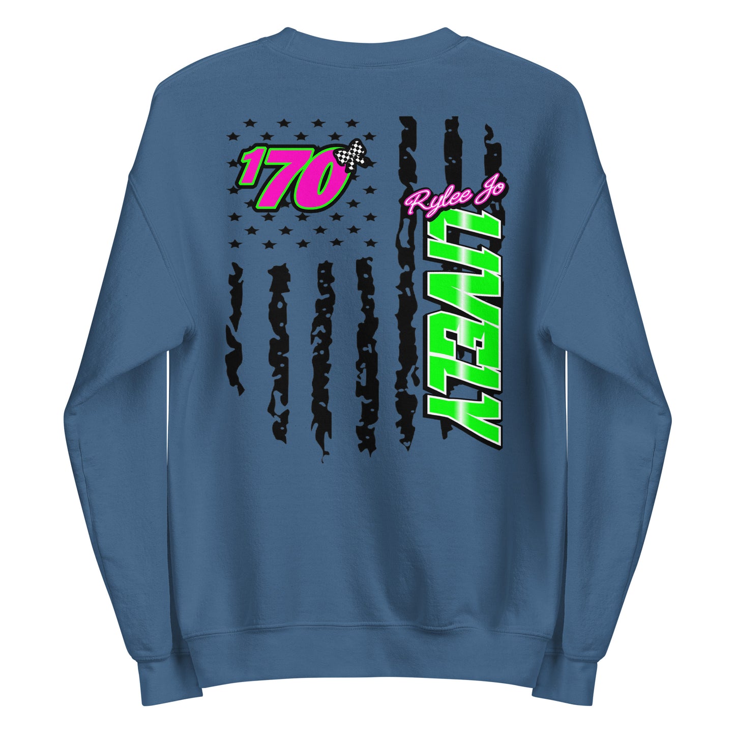 RJo Racing American Flag Adult Crewneck Sweatshirt