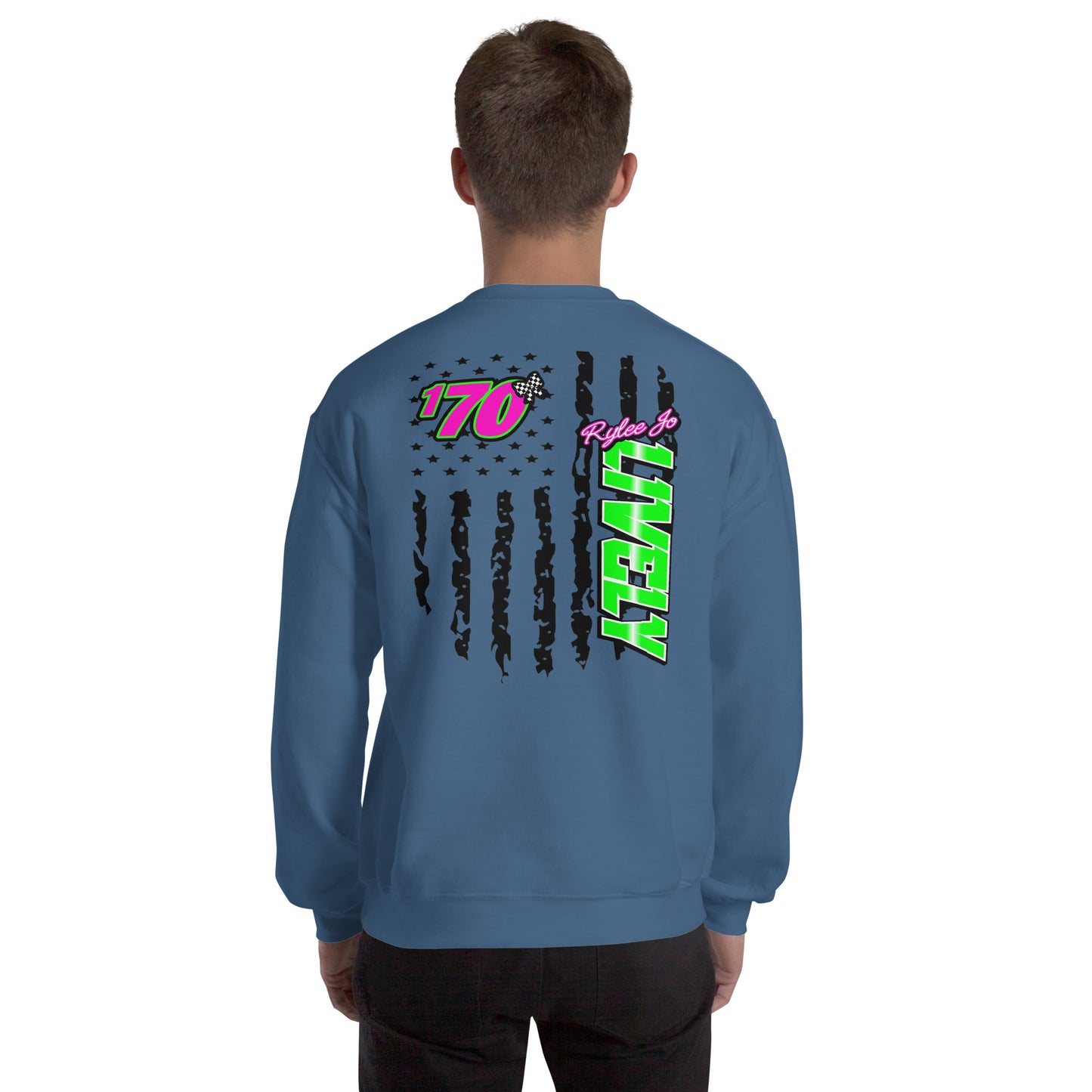 RJo Racing American Flag Adult Crewneck Sweatshirt