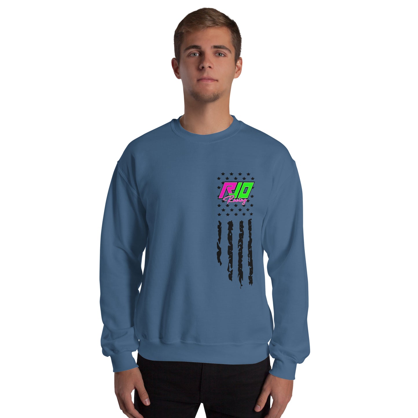 RJo Racing American Flag Adult Crewneck Sweatshirt