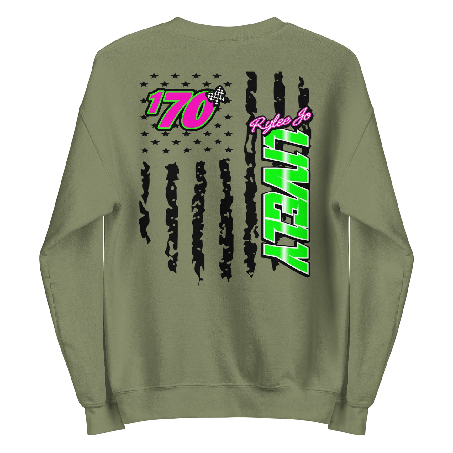 RJo Racing American Flag Adult Crewneck Sweatshirt