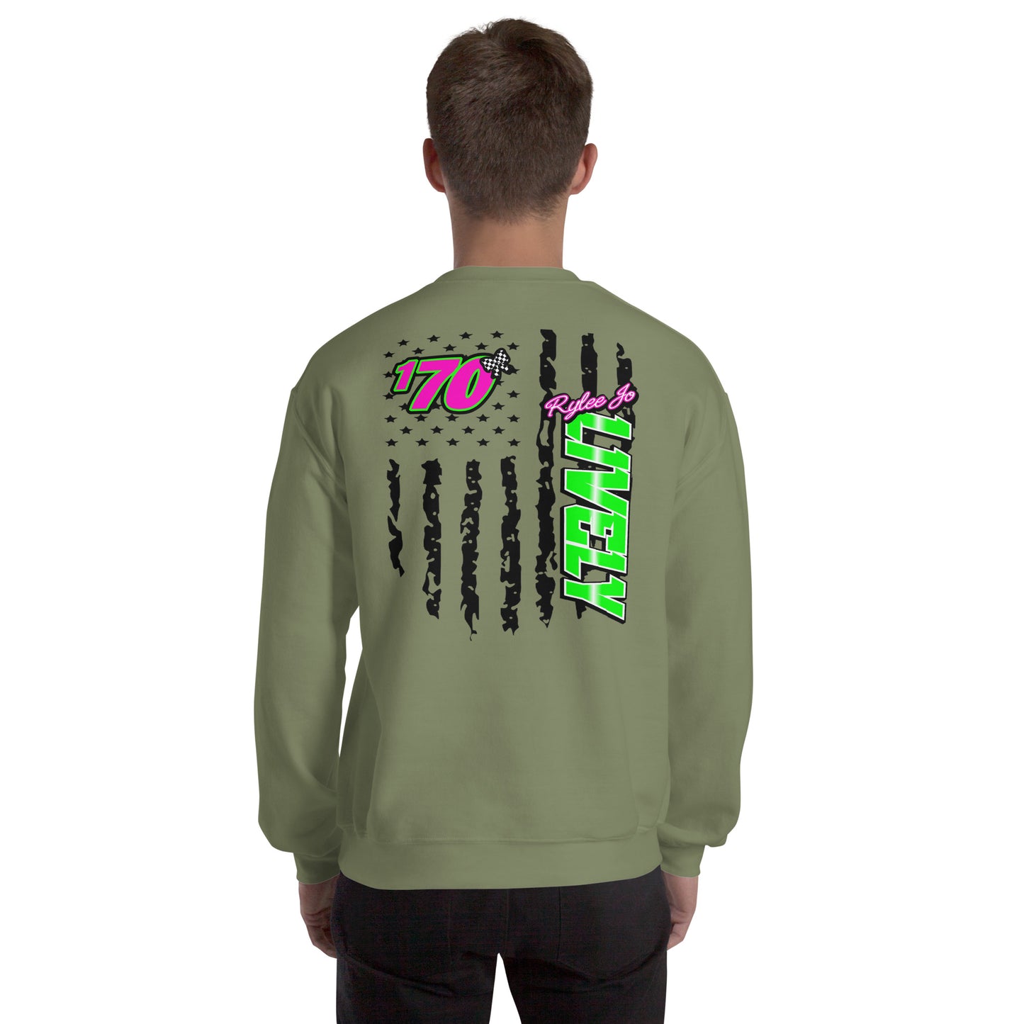 RJo Racing American Flag Adult Crewneck Sweatshirt
