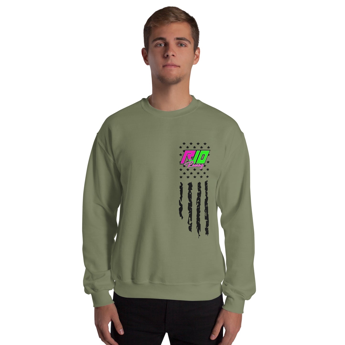 RJo Racing American Flag Adult Crewneck Sweatshirt