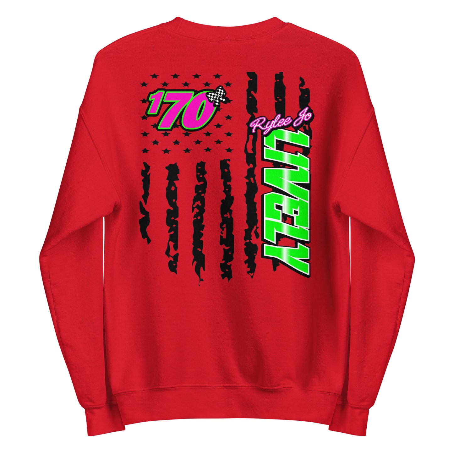 RJo Racing American Flag Adult Crewneck Sweatshirt