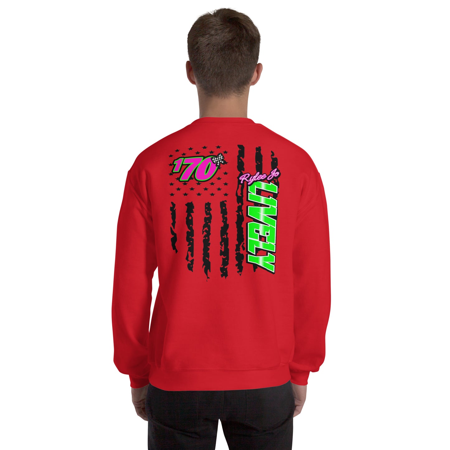 RJo Racing American Flag Adult Crewneck Sweatshirt