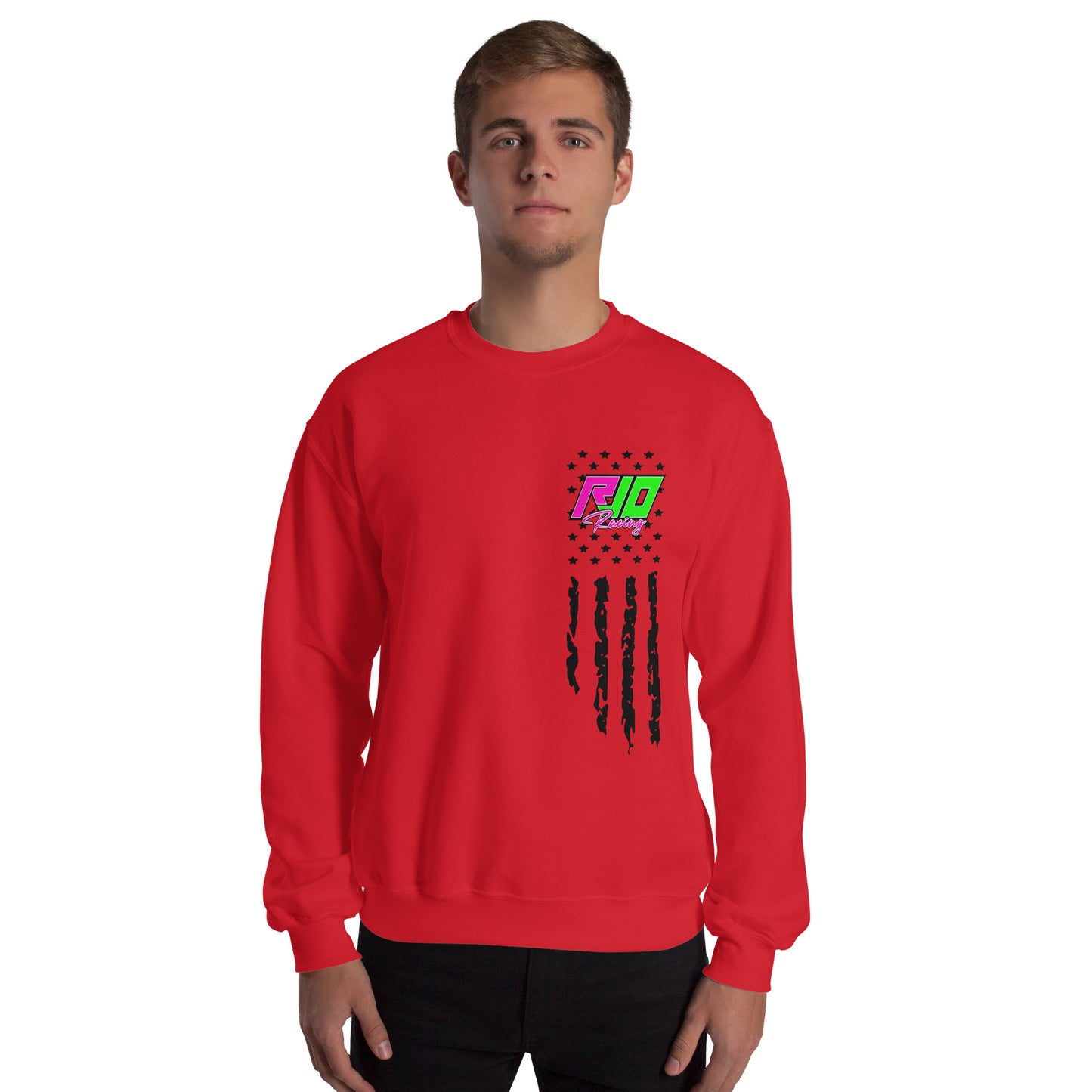 RJo Racing American Flag Adult Crewneck Sweatshirt