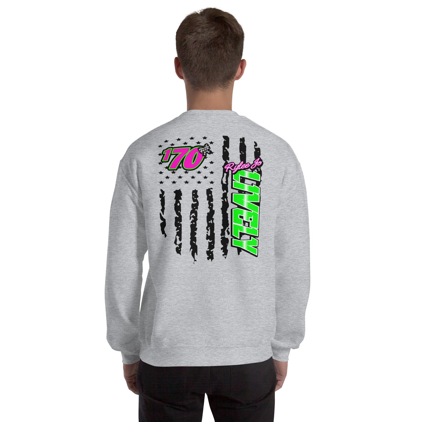 RJo Racing American Flag Adult Crewneck Sweatshirt