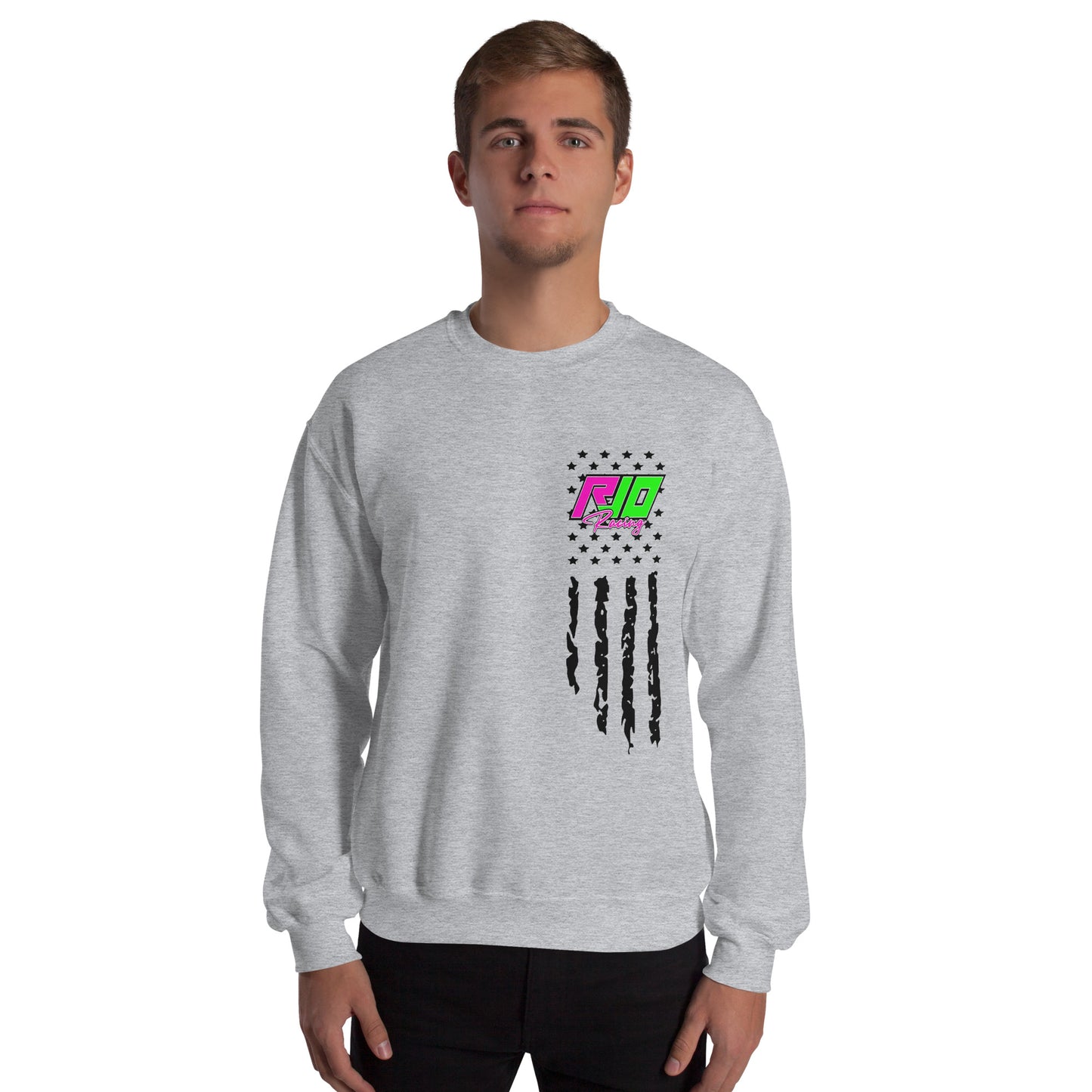 RJo Racing American Flag Adult Crewneck Sweatshirt