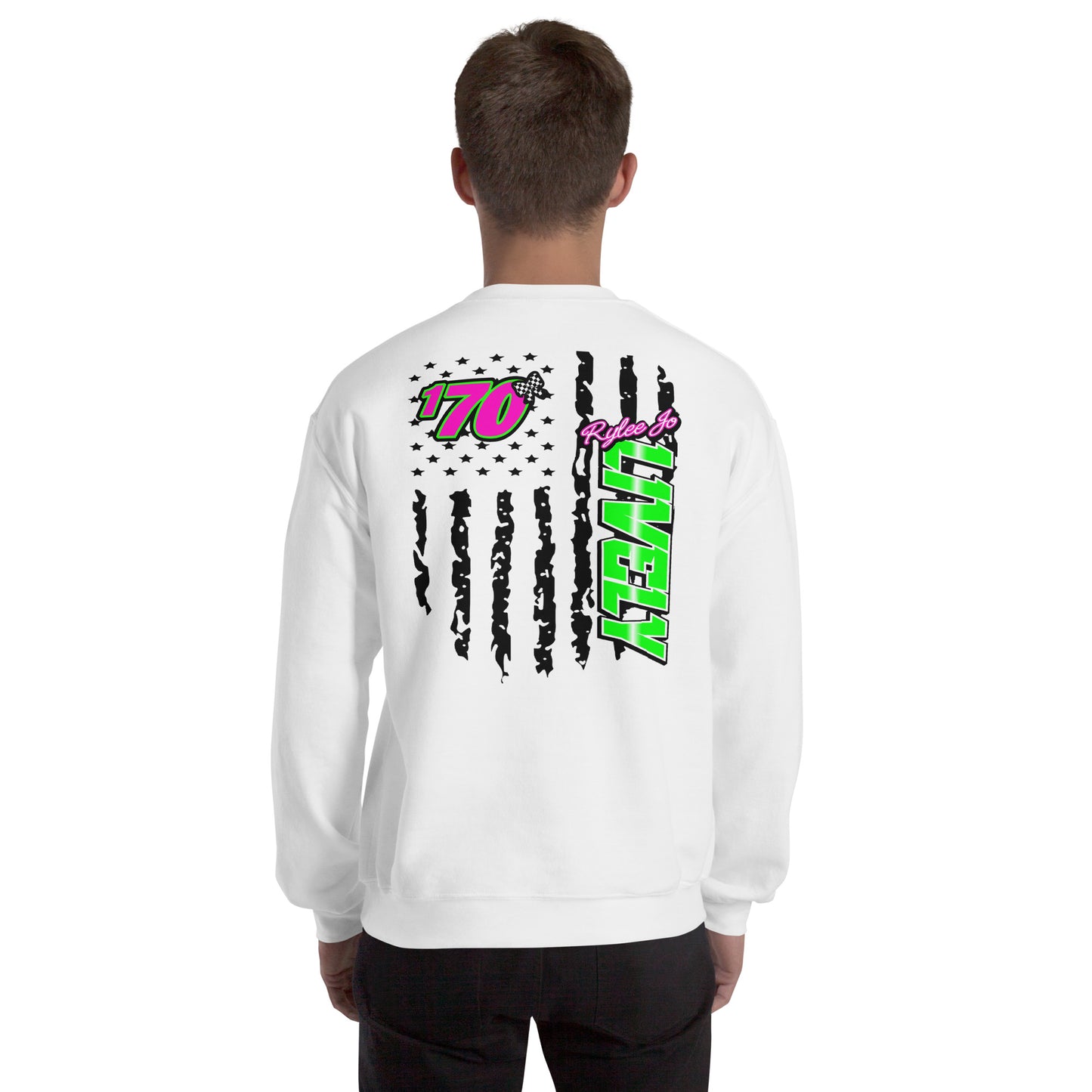 RJo Racing American Flag Adult Crewneck Sweatshirt