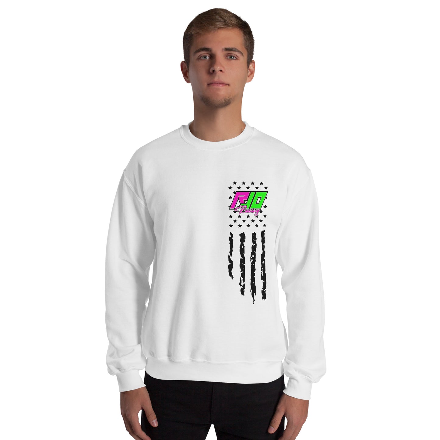 RJo Racing American Flag Adult Crewneck Sweatshirt