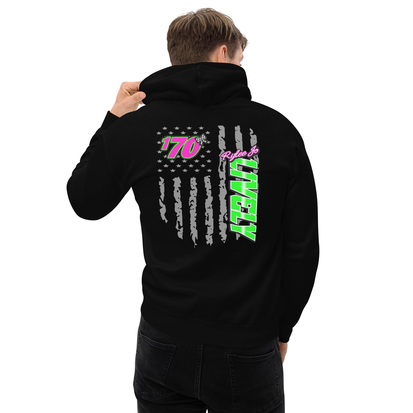 RJo Racing American Flag Adult Hoodie Sweatshirt
