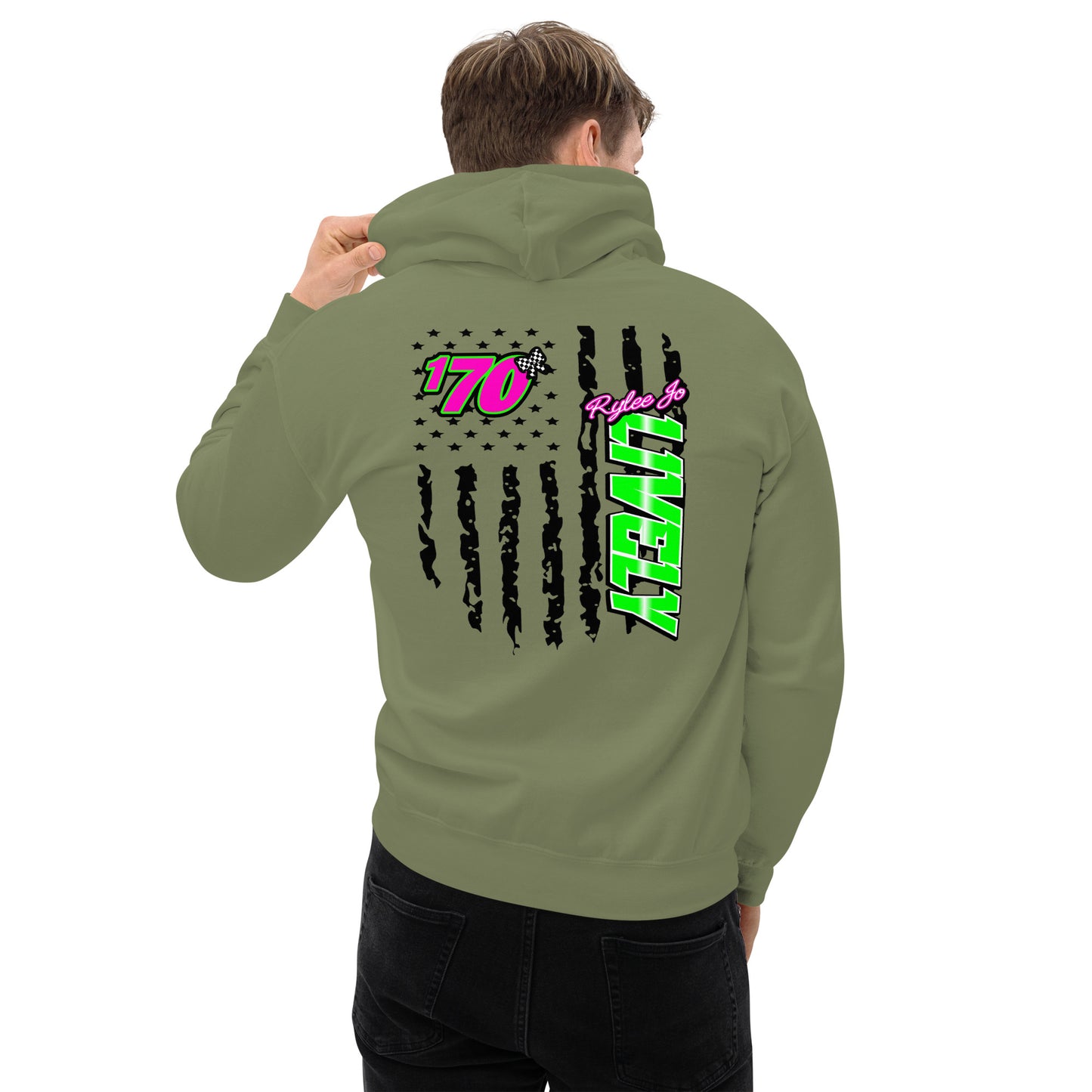 RJo Racing American Flag Adult Hoodie Sweatshirt