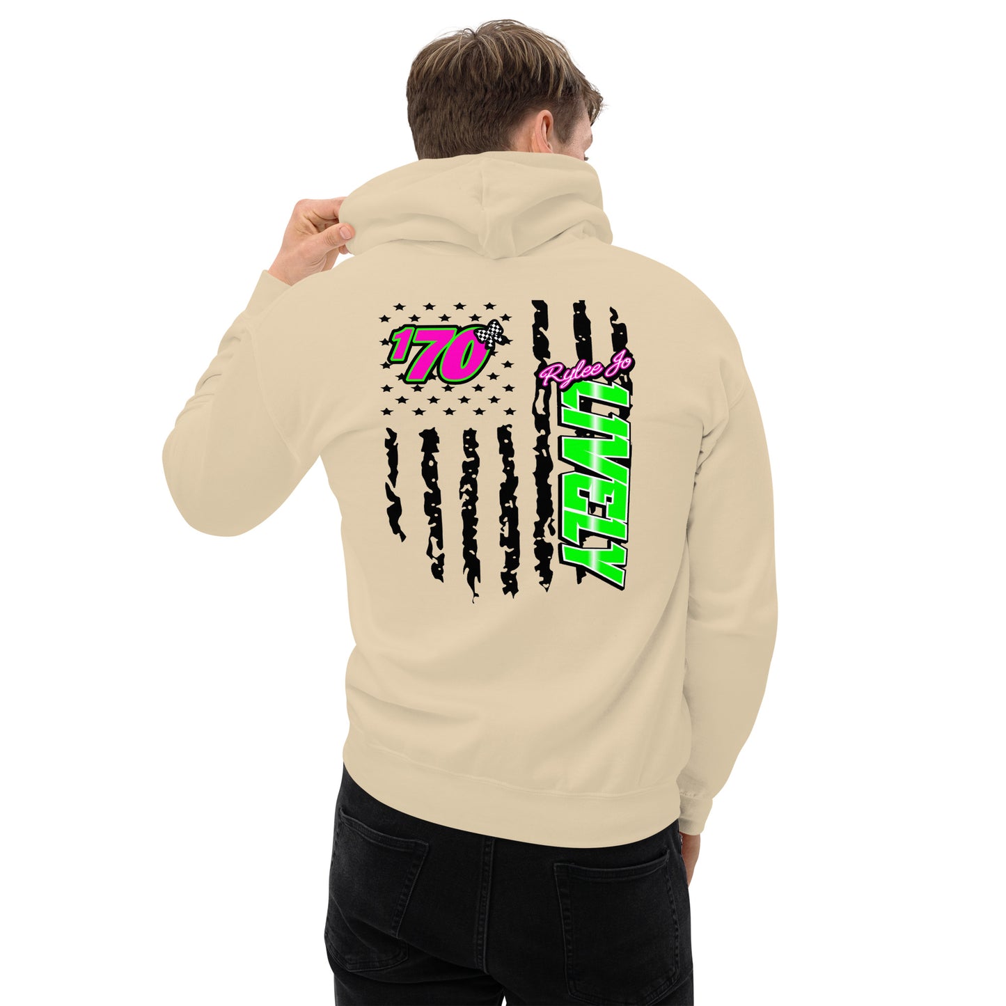 RJo Racing American Flag Adult Hoodie Sweatshirt