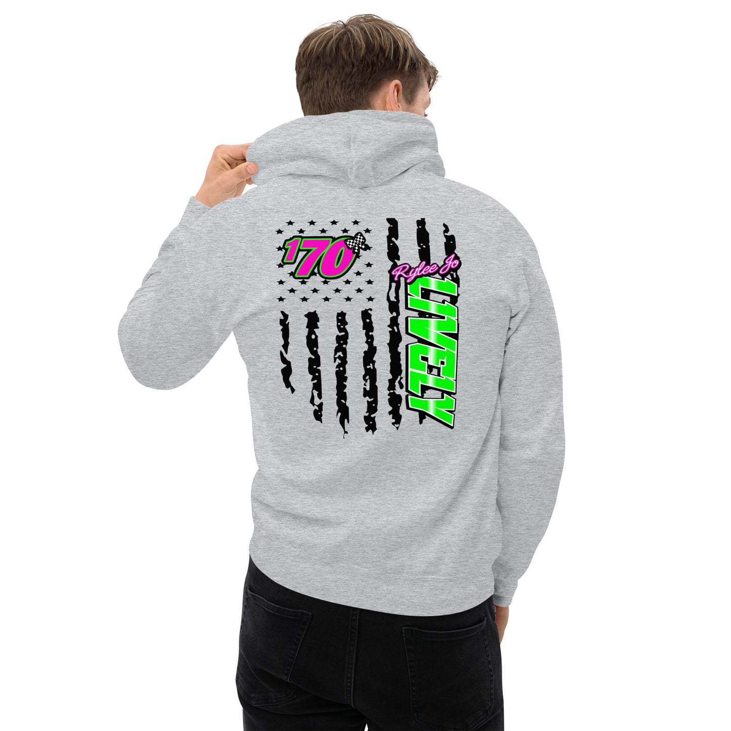 RJo Racing American Flag Adult Hoodie Sweatshirt
