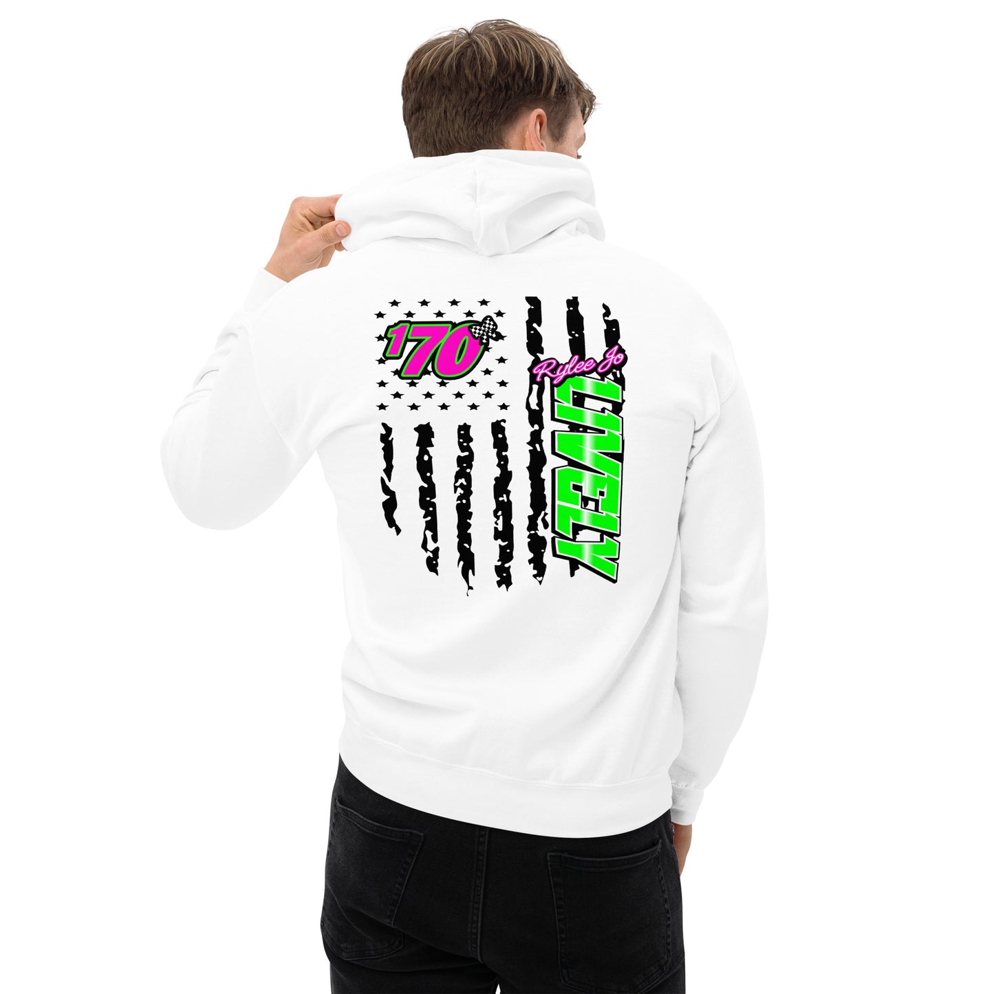 RJo Racing American Flag Adult Hoodie Sweatshirt