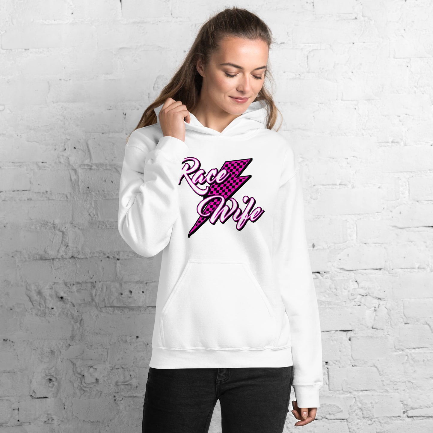 Race Wife Pink Adult Hoodie Sweatshirt