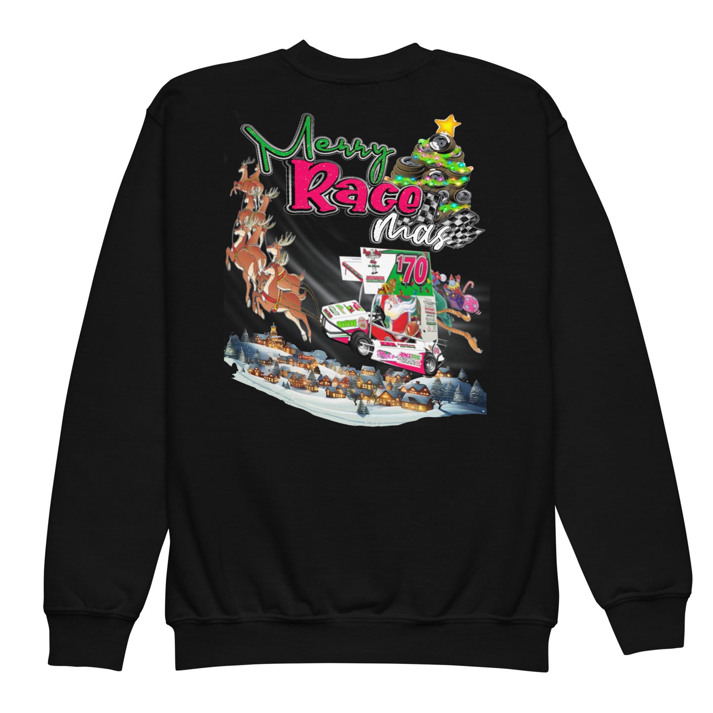 RJo Racing Christmas 2024 Kids Crewneck Sweatshirt
