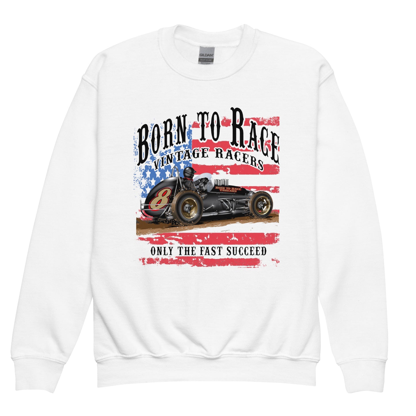 Vintage Sprint Racer Kids Crewneck Sweatshirt