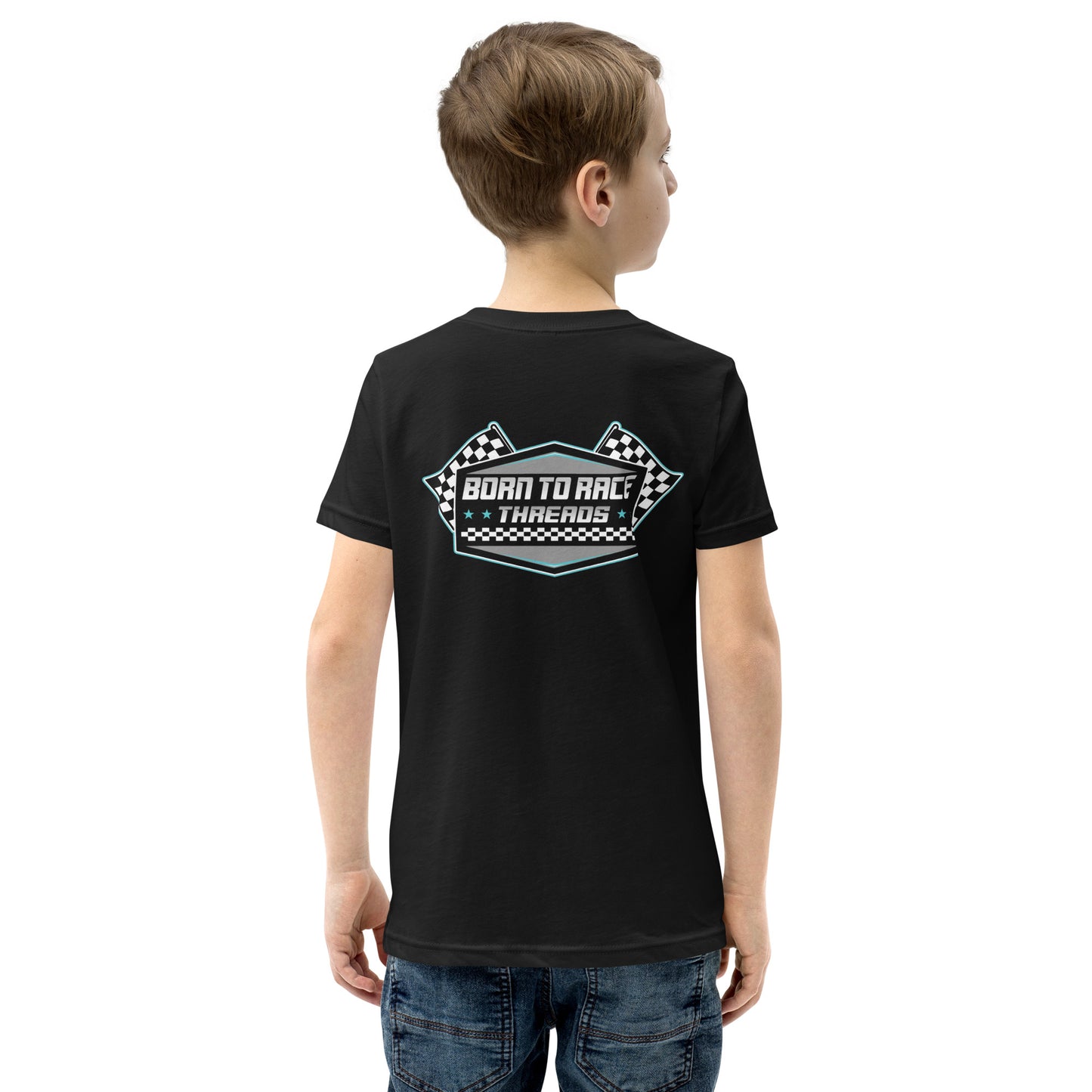 Born to Race Threads Checkered Flag Kids T-Shirt
