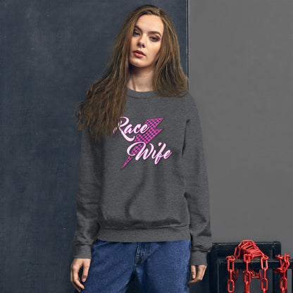 Race Wife Pink Adult Crew Neck Sweatshirt