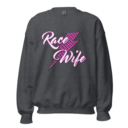 Race Wife Pink Adult Crew Neck Sweatshirt