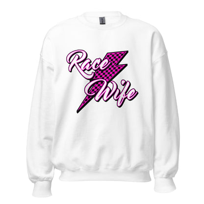 Race Wife Pink Adult Crew Neck Sweatshirt