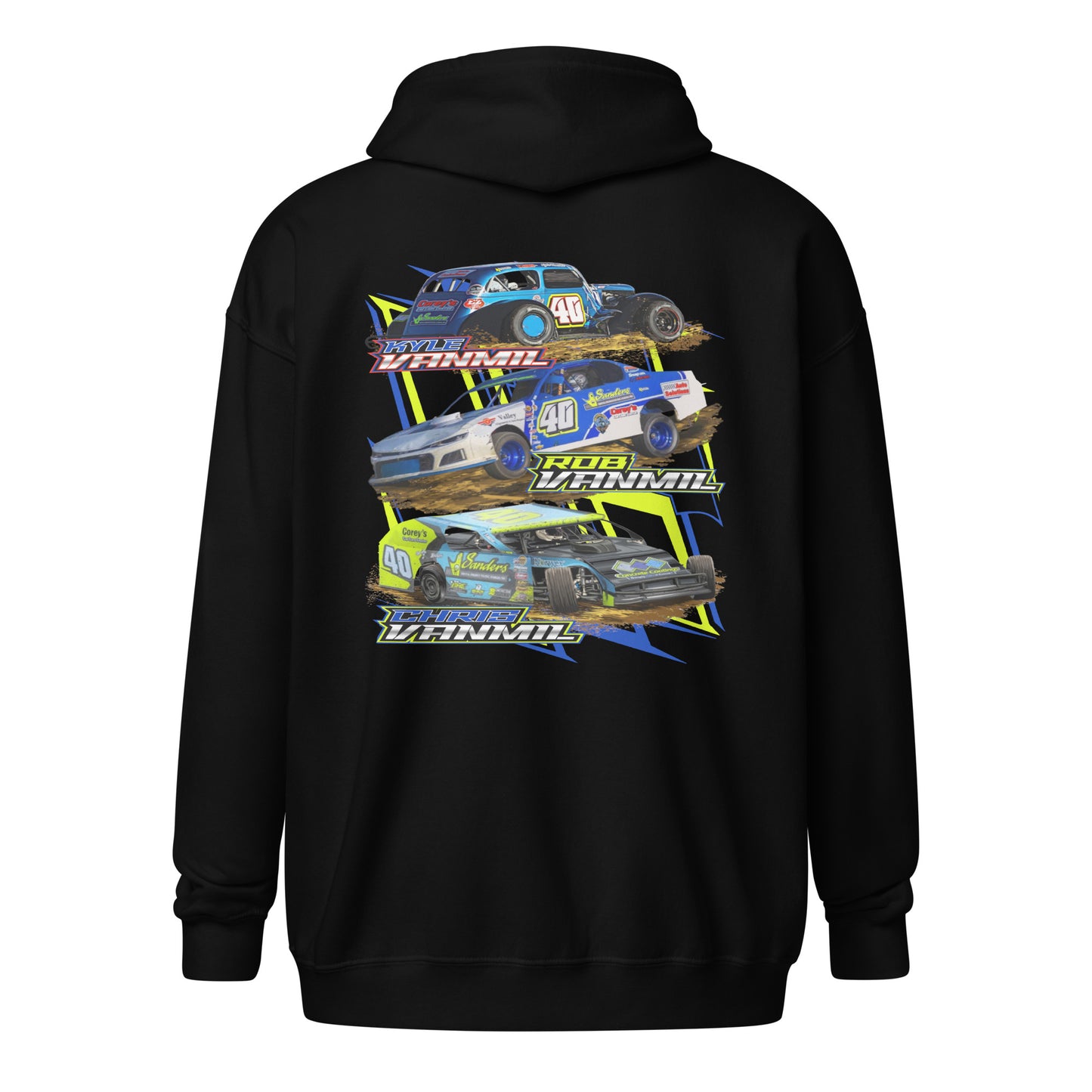 Vanmil Three Car design Zipper Hoodie