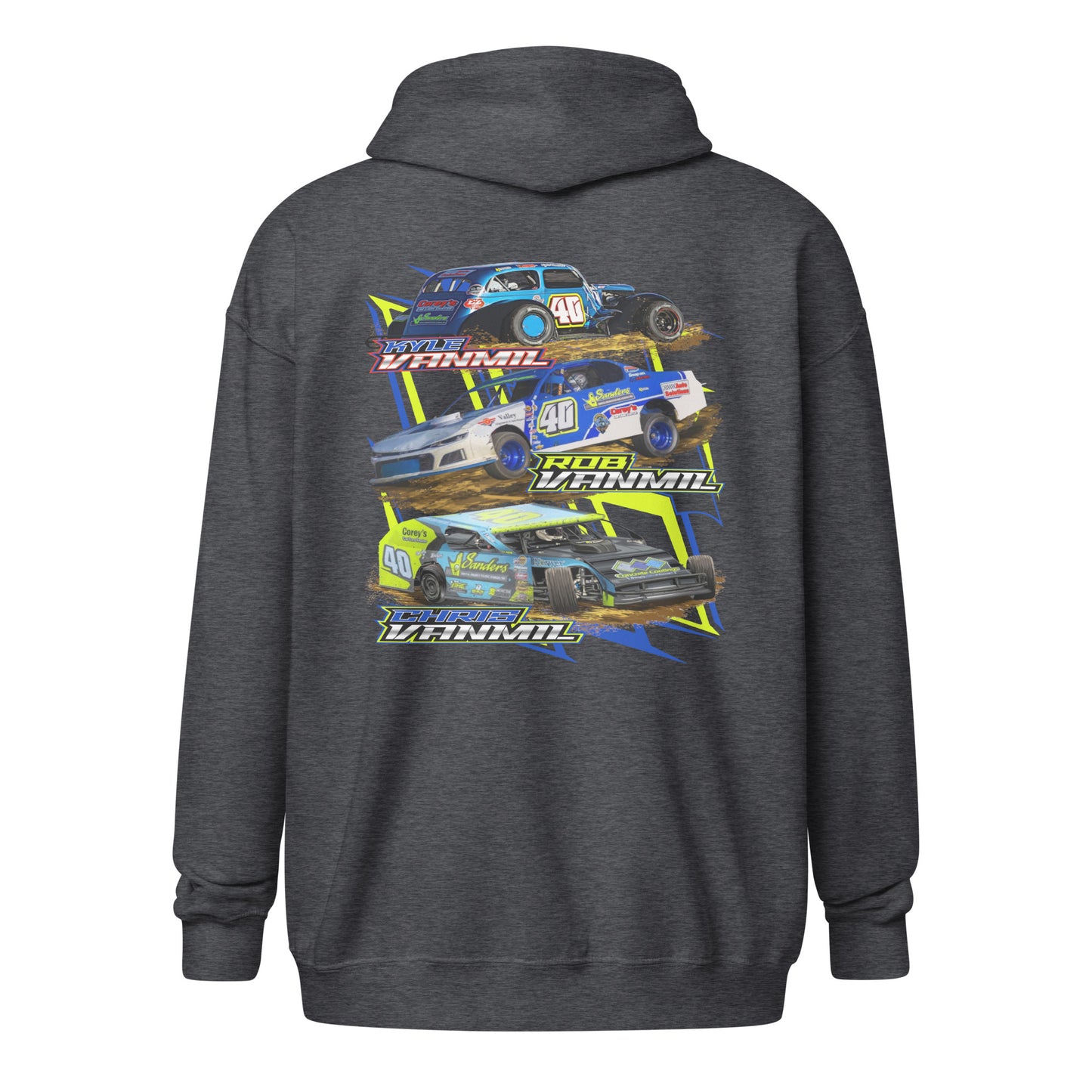 Vanmil Three Car design Zipper Hoodie