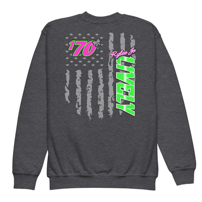 RJo Racing American Flag Kids Crewneck Sweatshirt