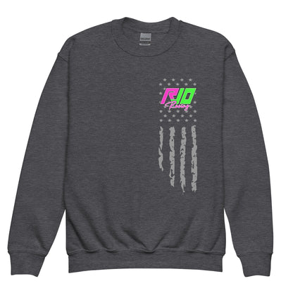 RJo Racing American Flag Kids Crewneck Sweatshirt