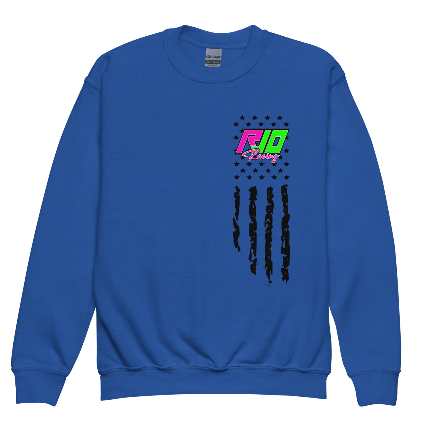 RJo Racing American Flag Kids Crewneck Sweatshirt