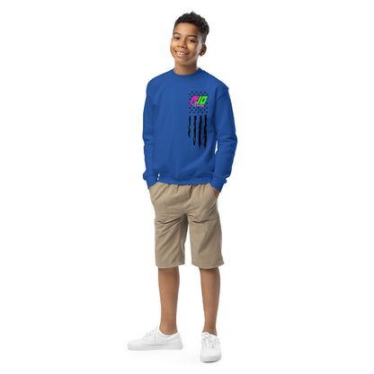 RJo Racing American Flag Kids Crewneck Sweatshirt