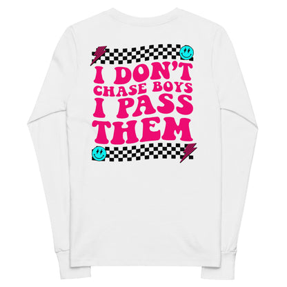 I Don't Chase Boys I Pass Them Kids Long Sleeve